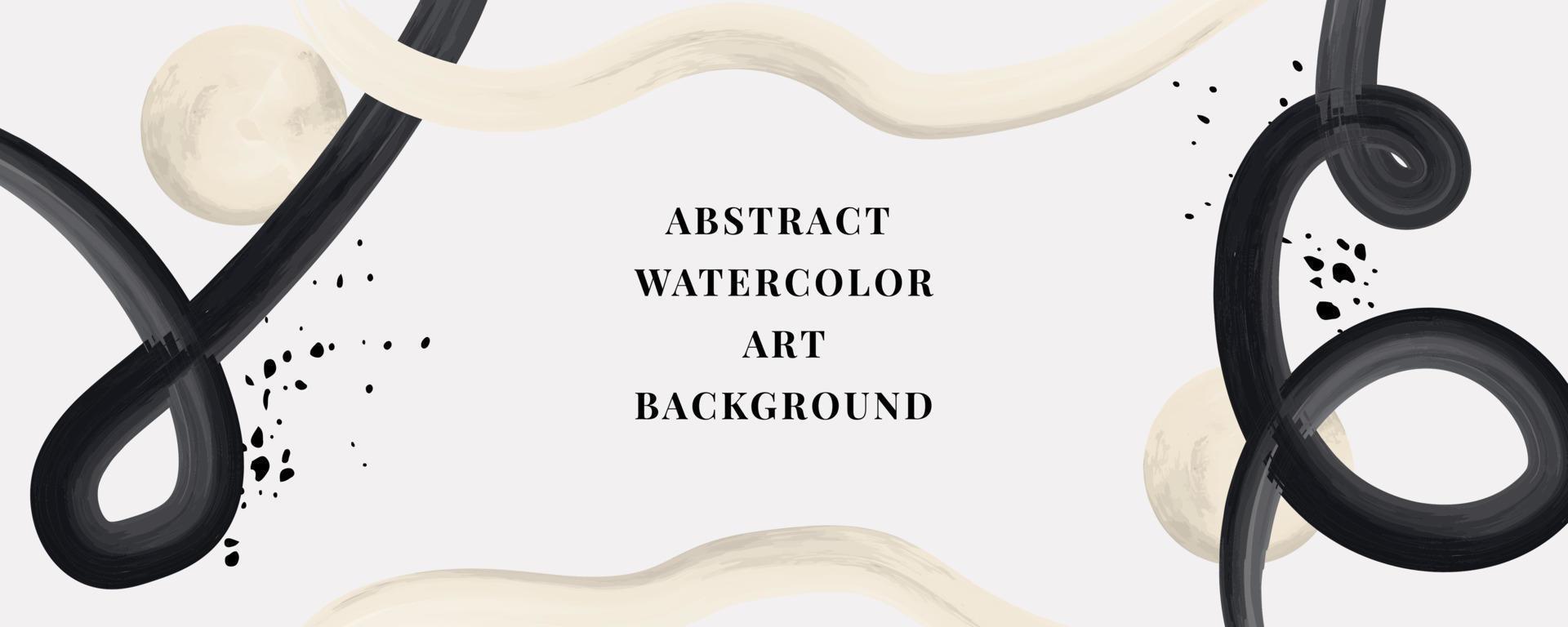 Vector background of watercolor art. Wallpaper design with a brush. black, white brushes, abstract shapes. watercolor illustration for prints, wall drawings, covers and invitation cards