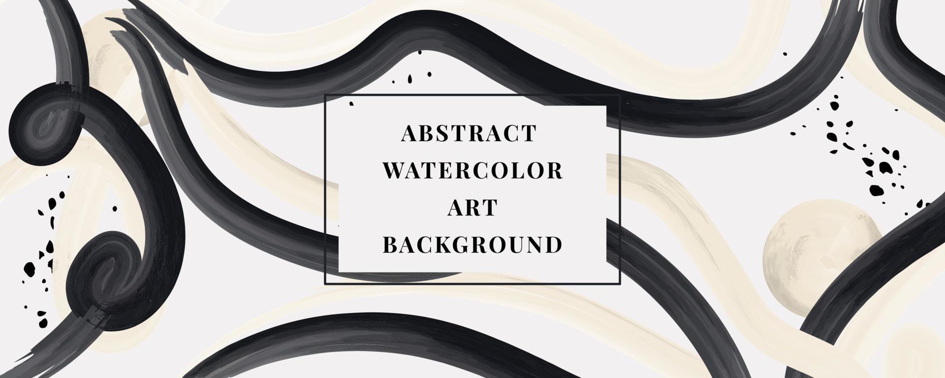 Vector background of watercolor art. Wallpaper design with a brush. black, white brushes, abstract shapes. watercolor illustration for prints, wall drawings, covers and invitation cards