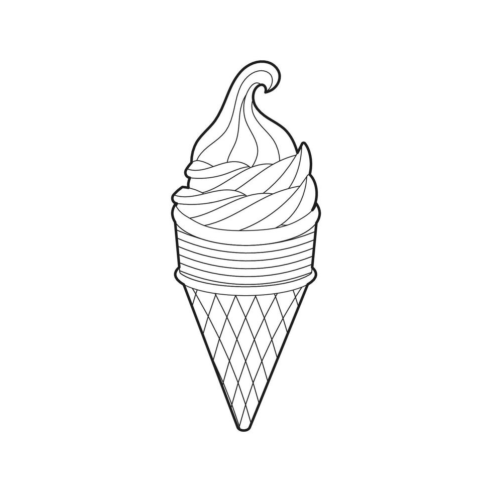 Libro para colorear cono de helado. dulces para niños vector