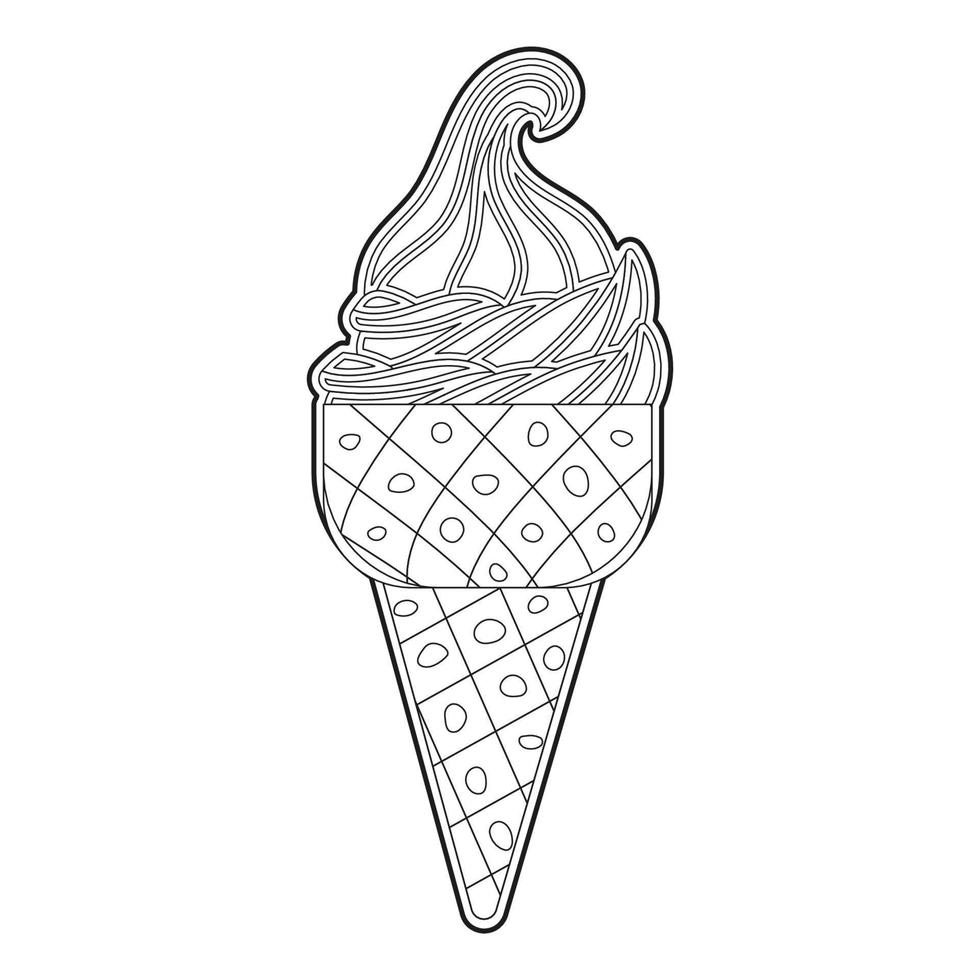 Ice Cream cone coloring book. Children's sweets. antistress vector