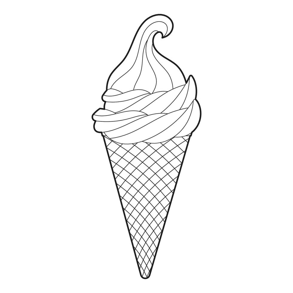 Ice Cream cone coloring book. Children's sweets. antistress vector