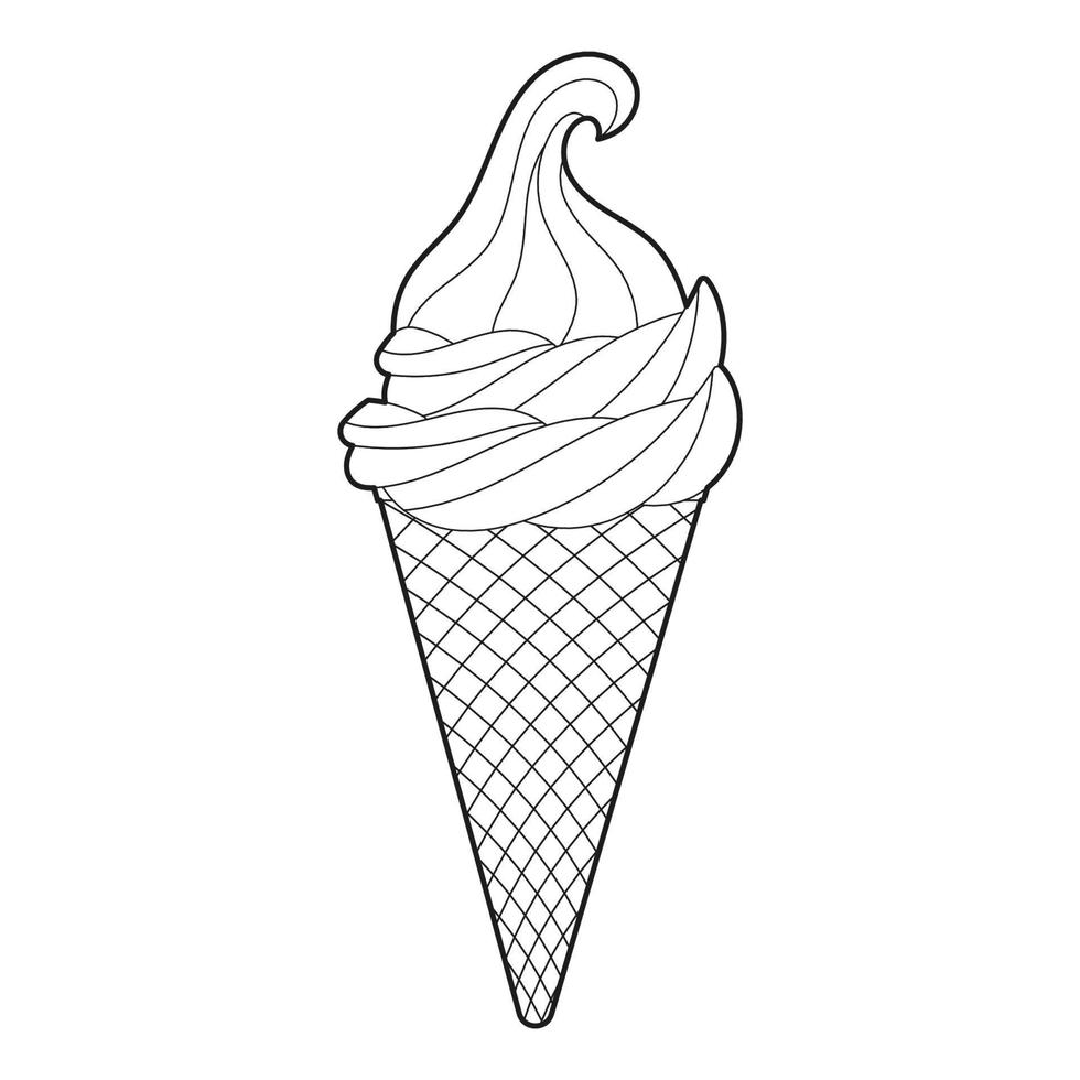 Ice Cream cone coloring book. Children's sweets. antistress vector