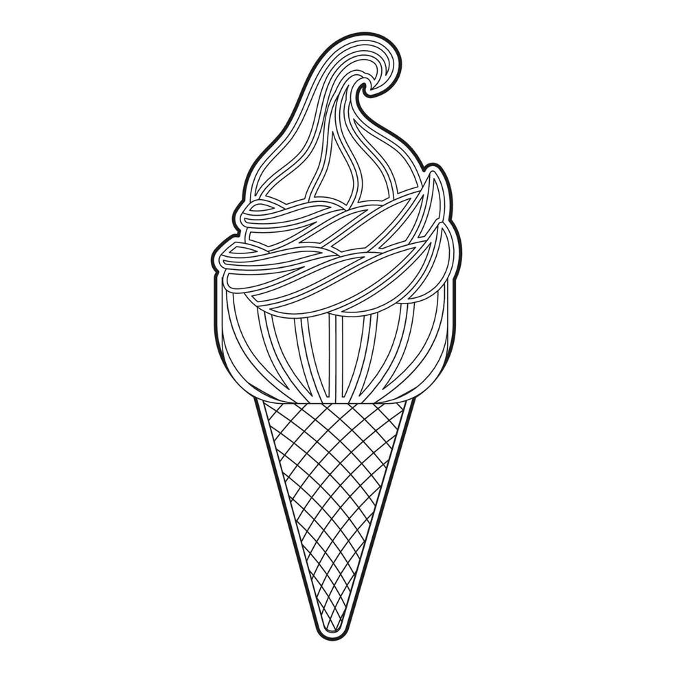Ice Cream cone coloring book. Children's sweets. antistress vector