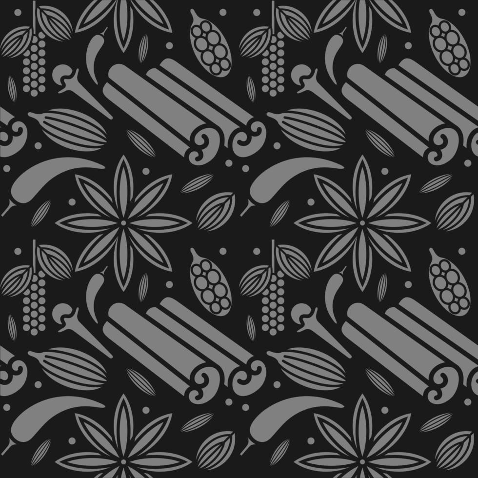 Vector seamless pattern with hand drawn spices. Beautiful food vector design elements.