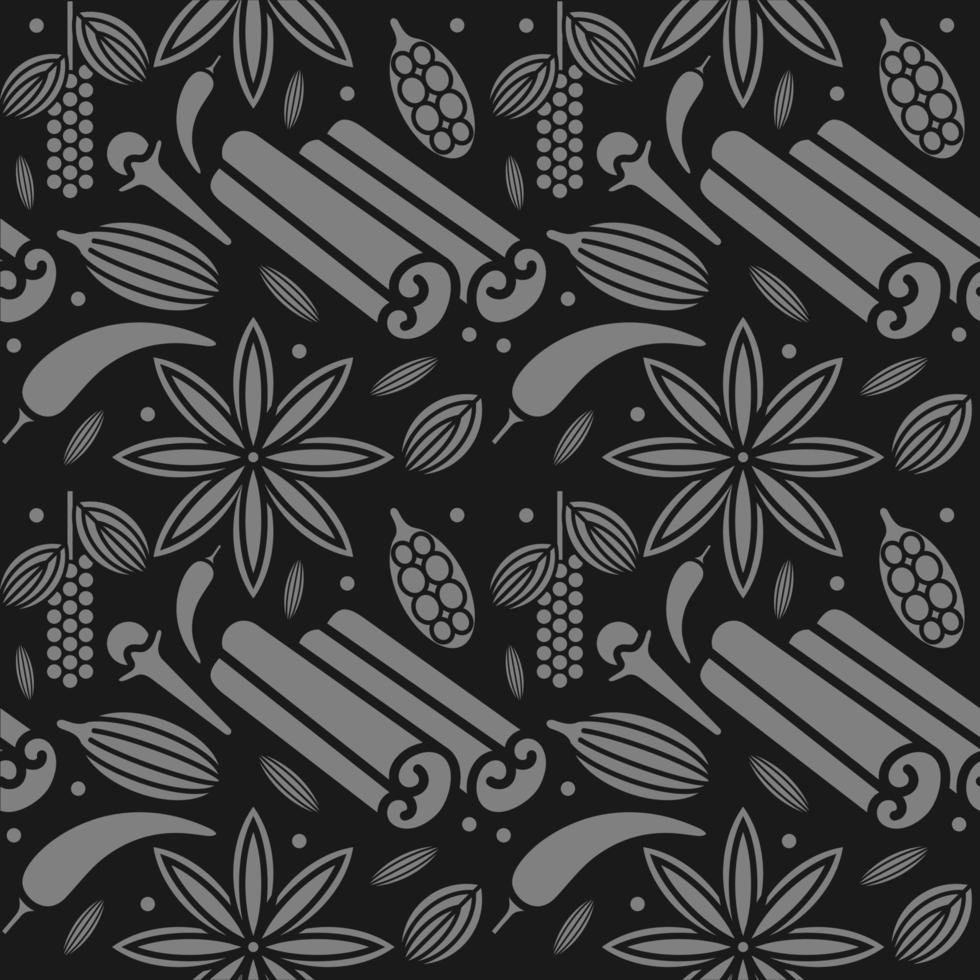 Vector seamless pattern with hand drawn spices. Beautiful food vector design elements.