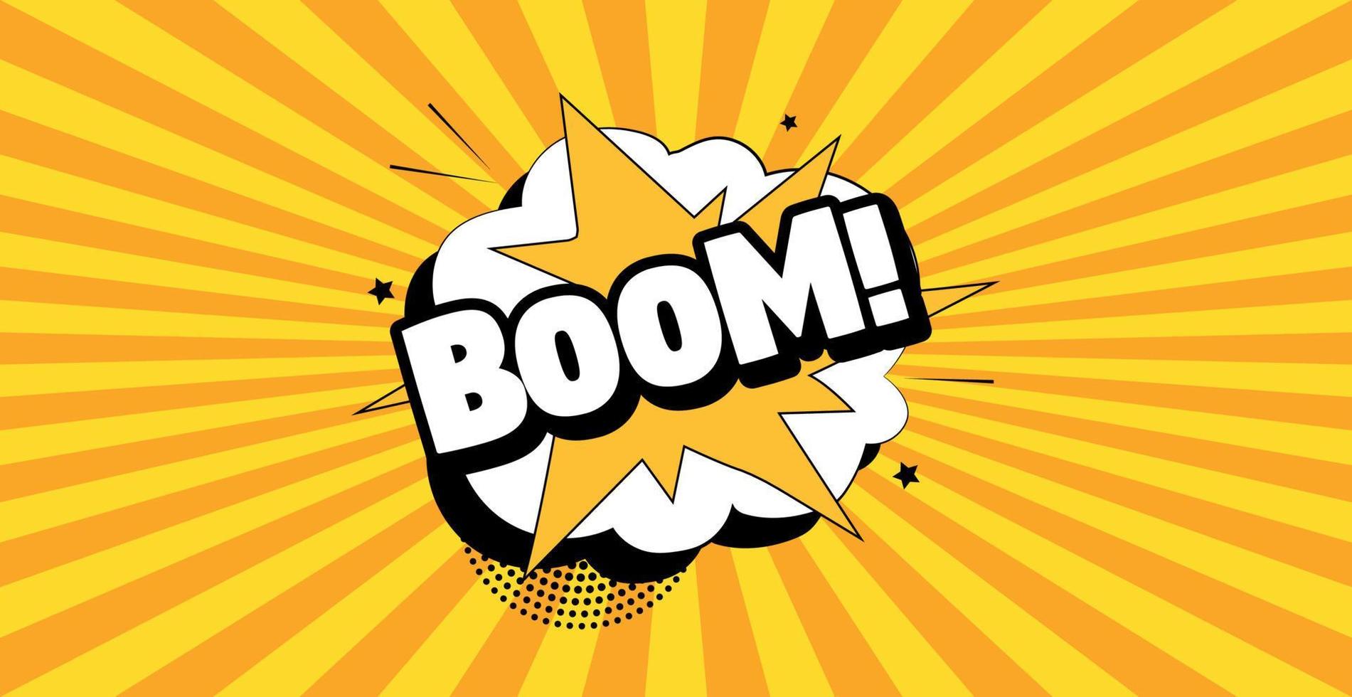 boom de letras cómicas sobre fondo blanco - vector