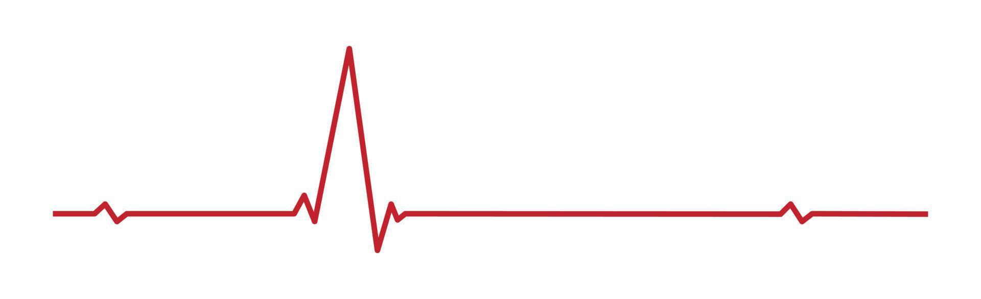 Heart pulse - curved red line on a white background - Vector