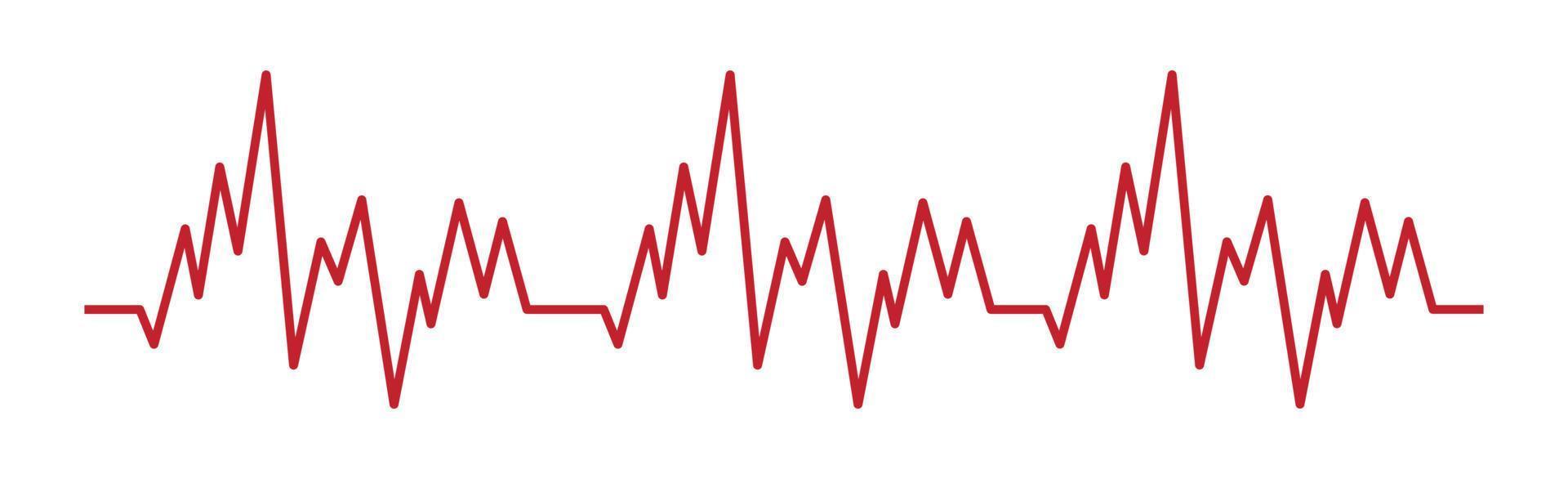 Heart pulse - curved red line on white background, medical tests - Vector