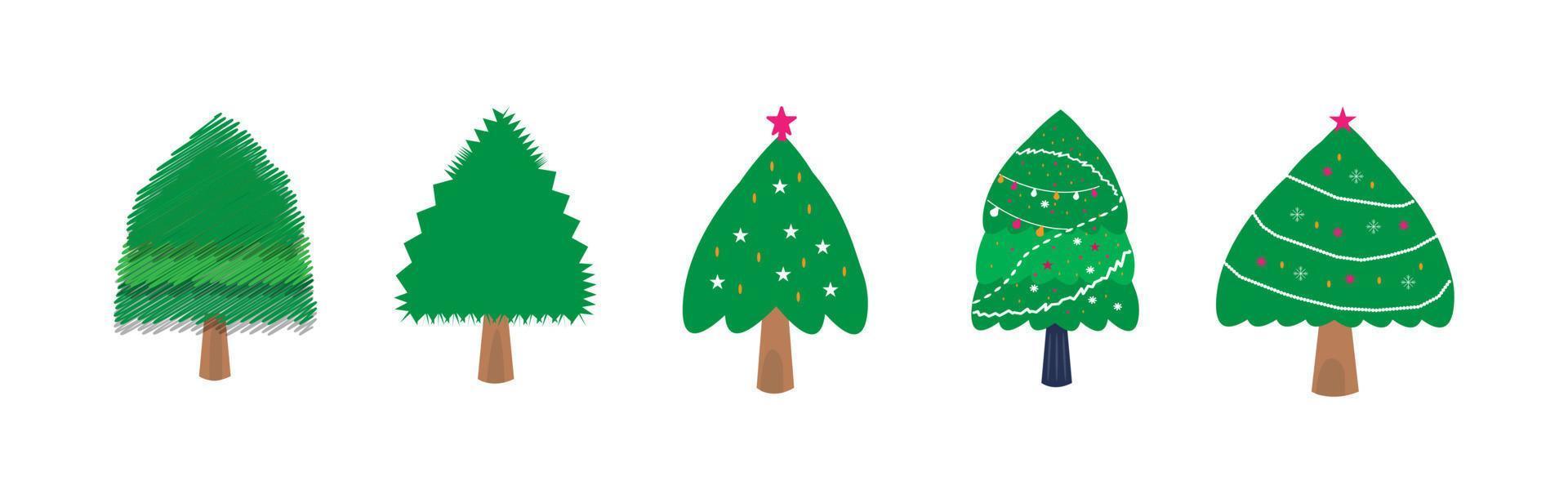 Collection of Christmas decorations tree vector