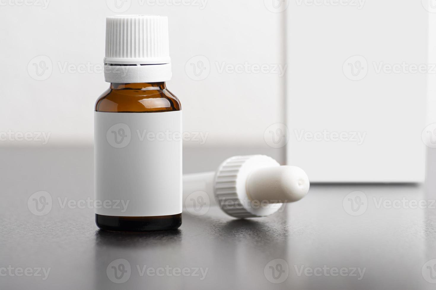 Children dietary supplement glass bottle with dropper mock-up series photo