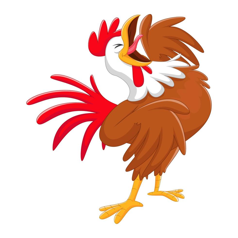 vector de ilustración de dibujos animados de canto de gallo