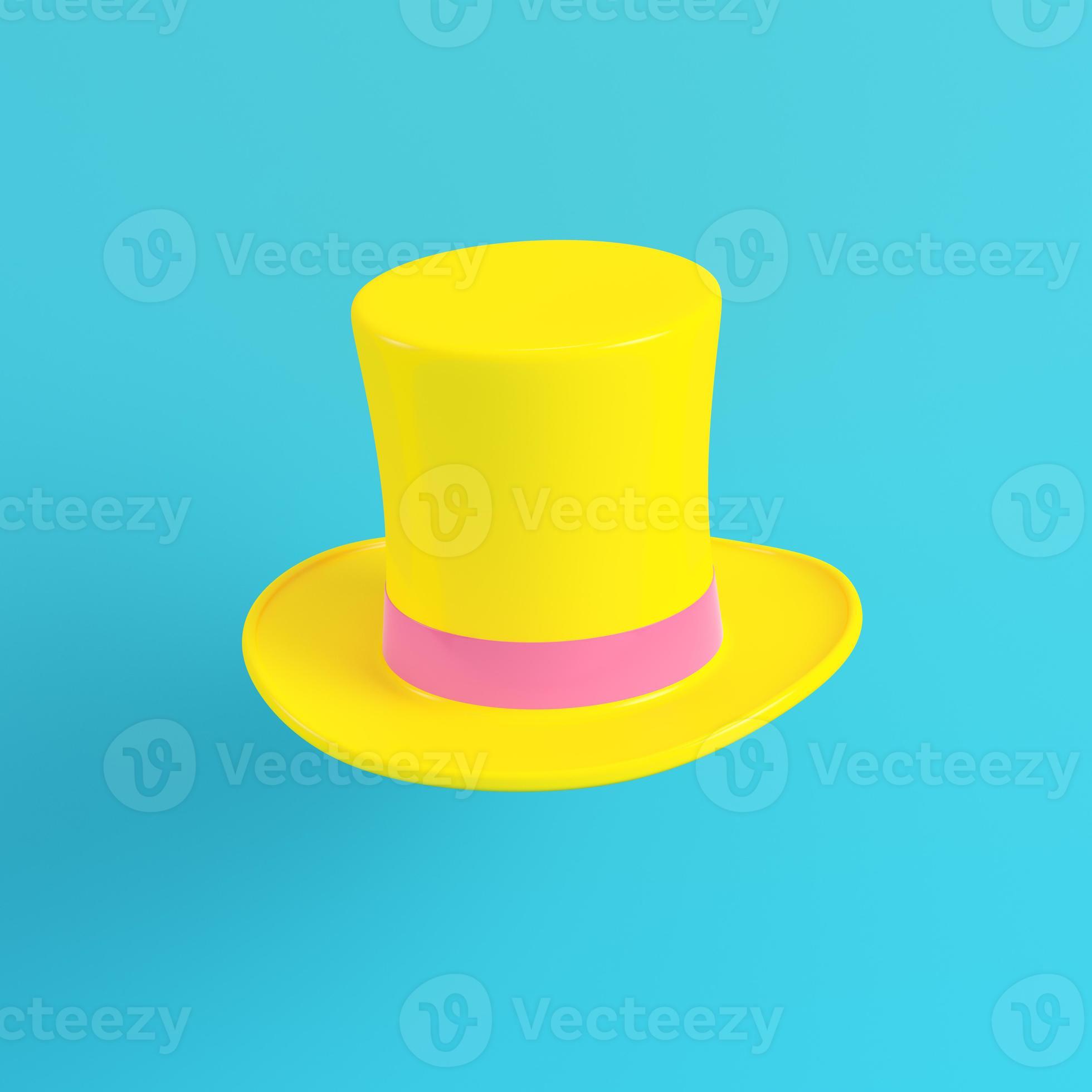 Yellow top hats on bright blue background in pastel color 8934859 Stock
