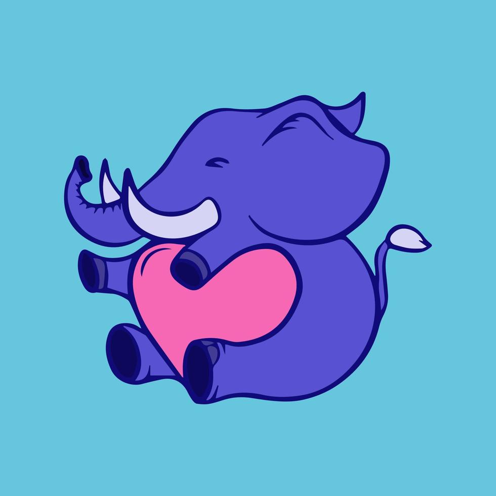 lindo bebé elefante con amor dibujos animados estilo dibujado a mano ilustración vectorial libre vector