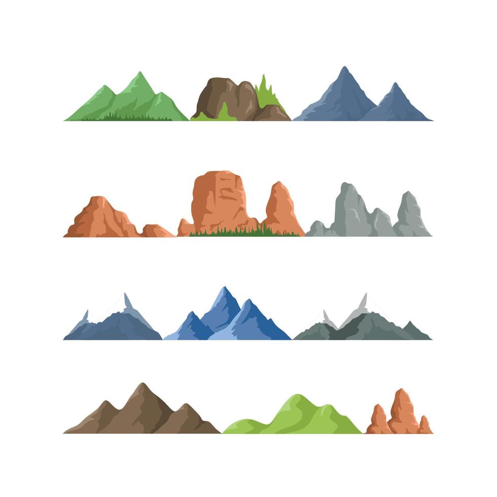 mountain vector set colorful illustration