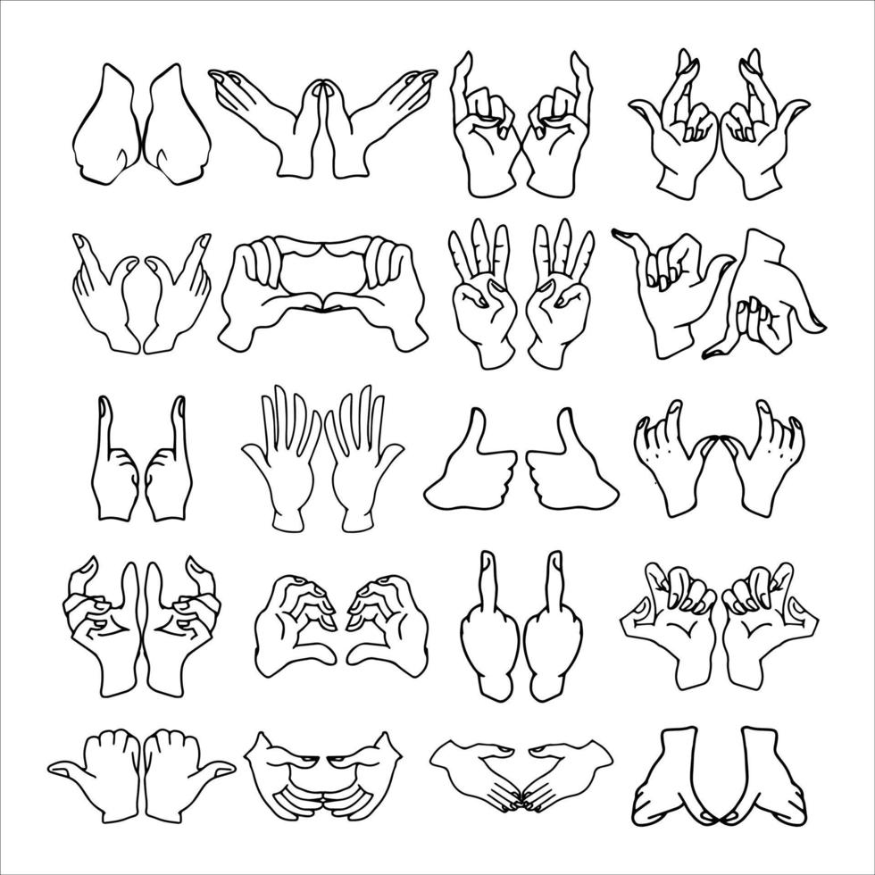 Set Hand Drawn Hand Gestures vector illustration