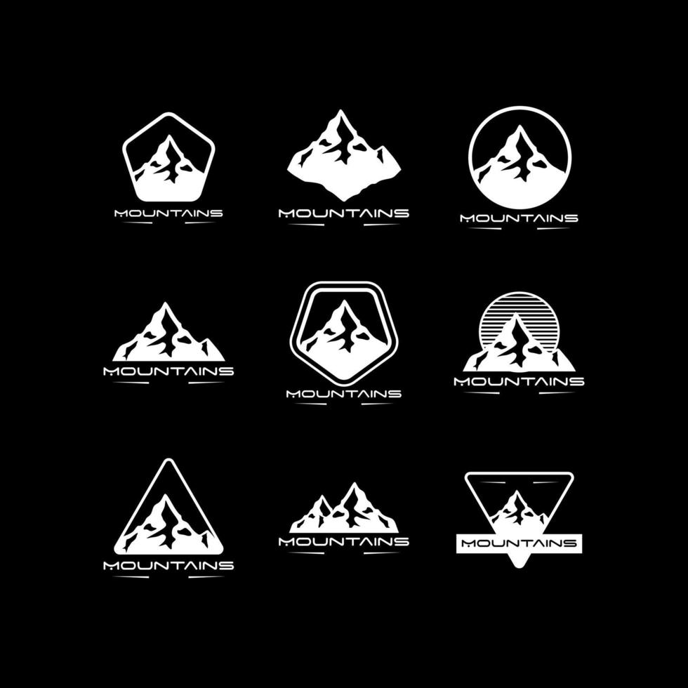 Set of adventure and mountain outdoor logo Vector icon