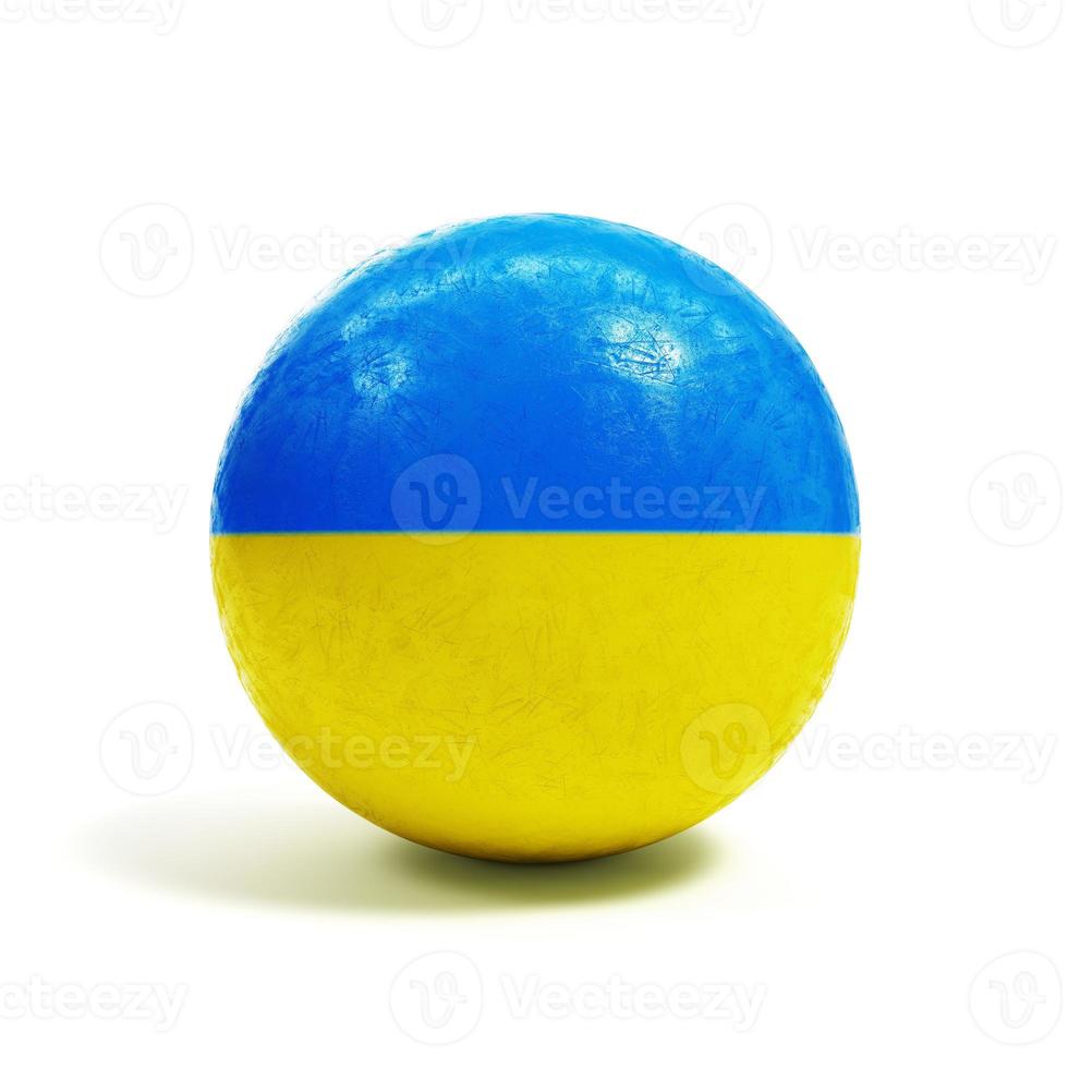 Sphere shape in Ukraine flag colors isolated on white background. 3d render photo