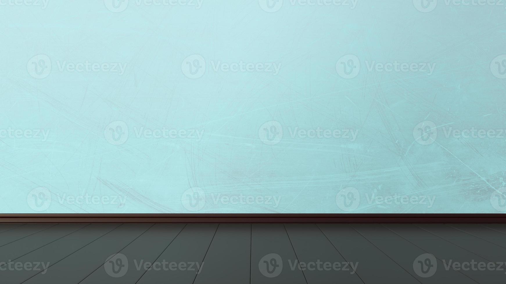 Empty interior with grunge blue wall and dark floor photo