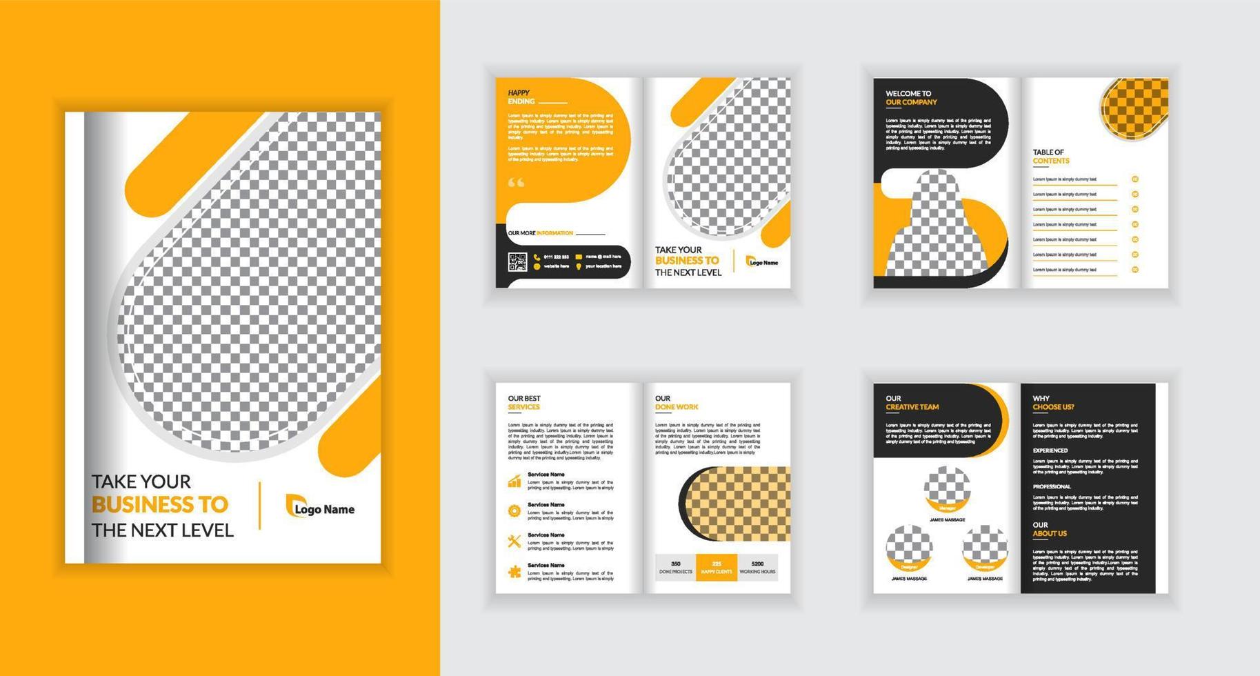 Company profile brochure template design orange color multipage corporate business brochure design vector