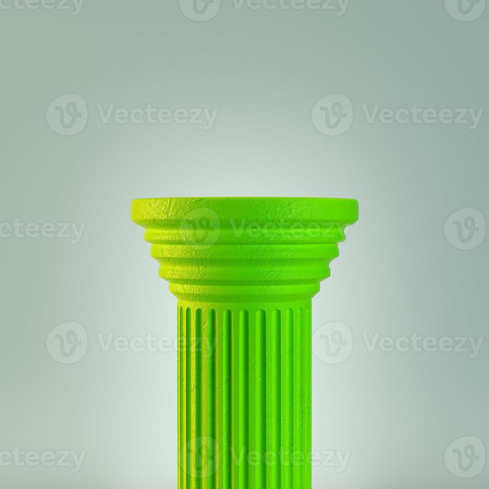 Green column on gray background photo