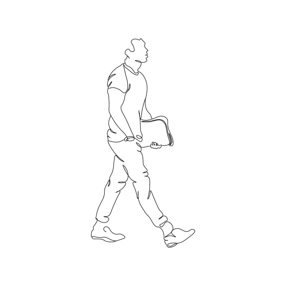 Continuous line of a man walking simple vector illustration