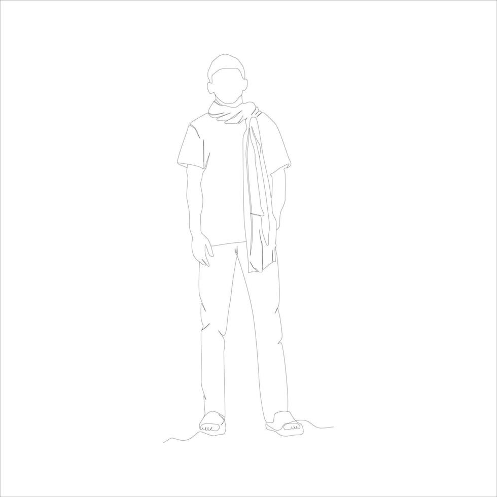 línea continua de un hombre esperando ilustración vectorial simple vector