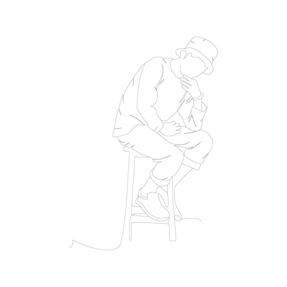 línea continua de un hombre sentado en una silla soñando despierto simple ilustración vectorial dibujada a mano vector