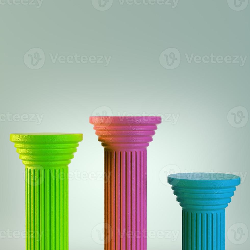 Three colorful columns on gray background photo