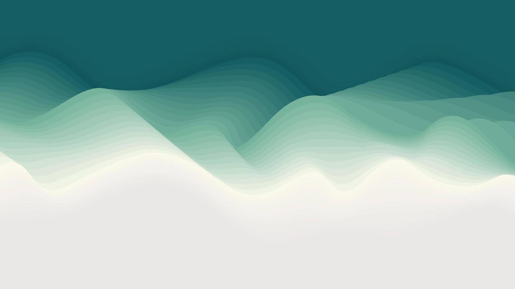 Abstract 3D green waves paper art layer background and texture vector