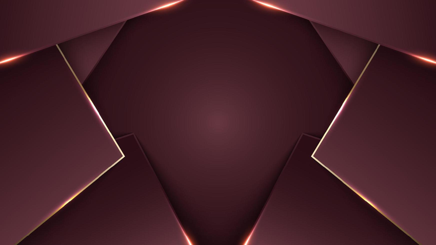 3D elegant abstract geometric red and golden color paper art modern luxury style background vector