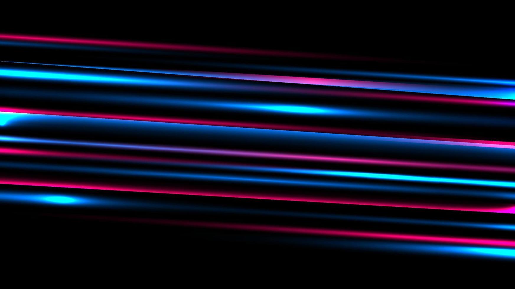 Efecto de movimiento borroso de velocidad de iluminación de neón azul y rojo abstracto sobre fondo negro vector