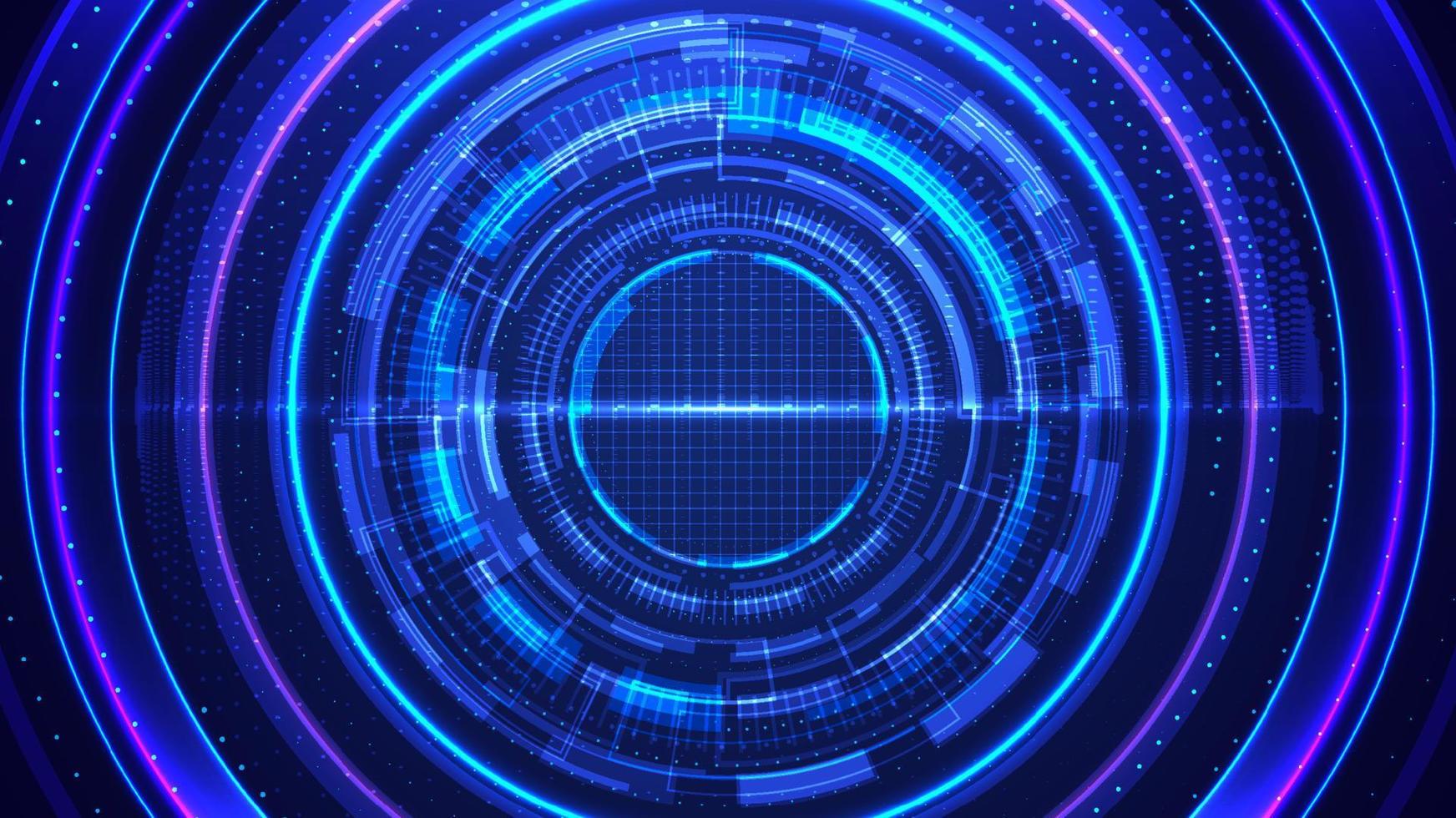 Abstract technology digital futuristic blue glowing HUD circuit high tech on dark background vector