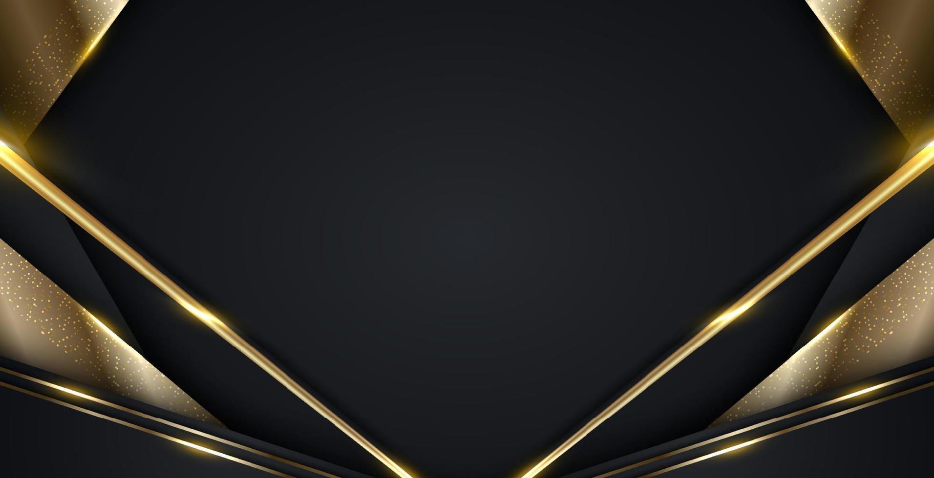 3D modern luxury banner web template design black and gold stripes vector