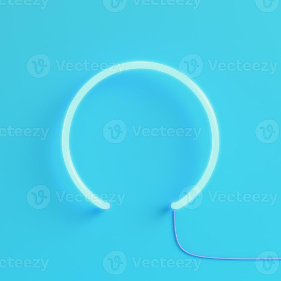 Neon light on bright blue background in pastel colors photo