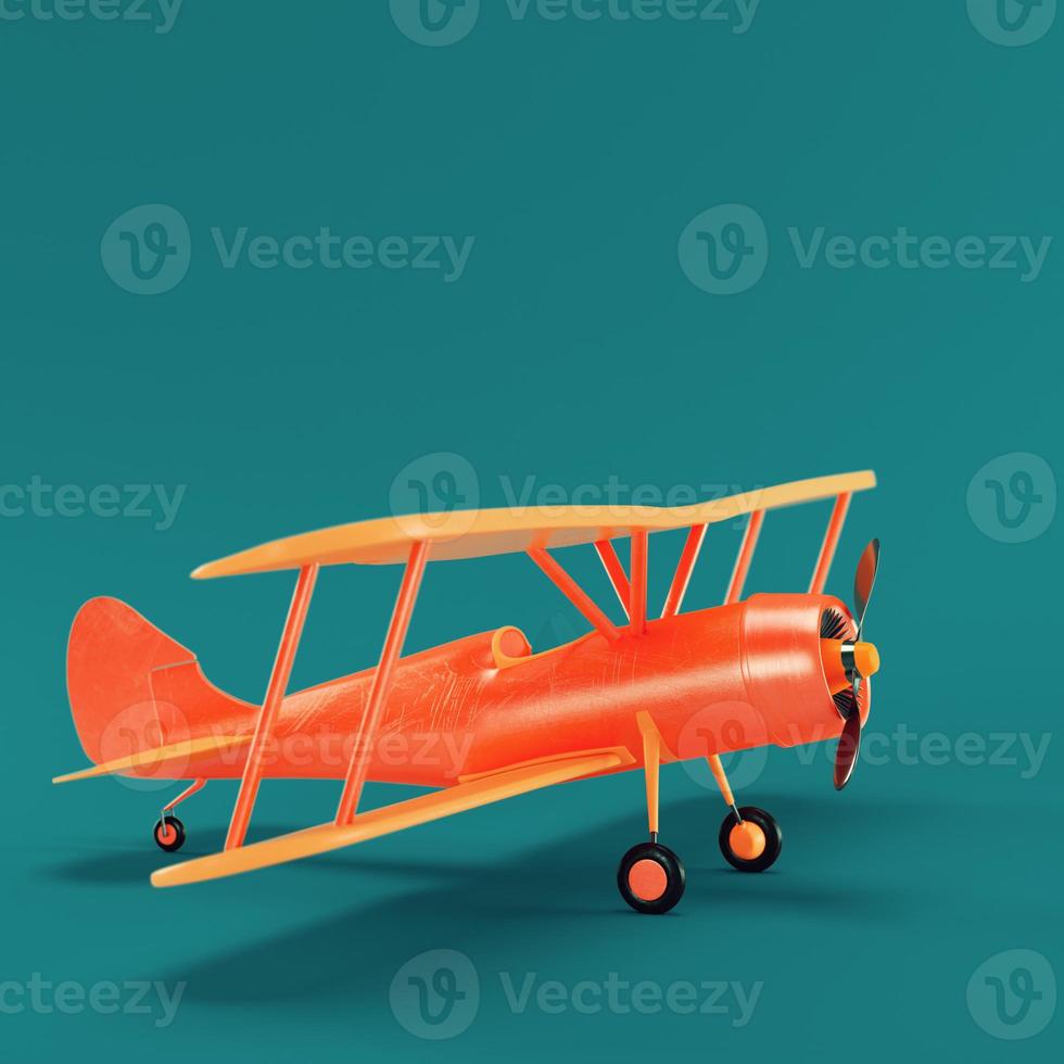 Biplane on dark green background photo