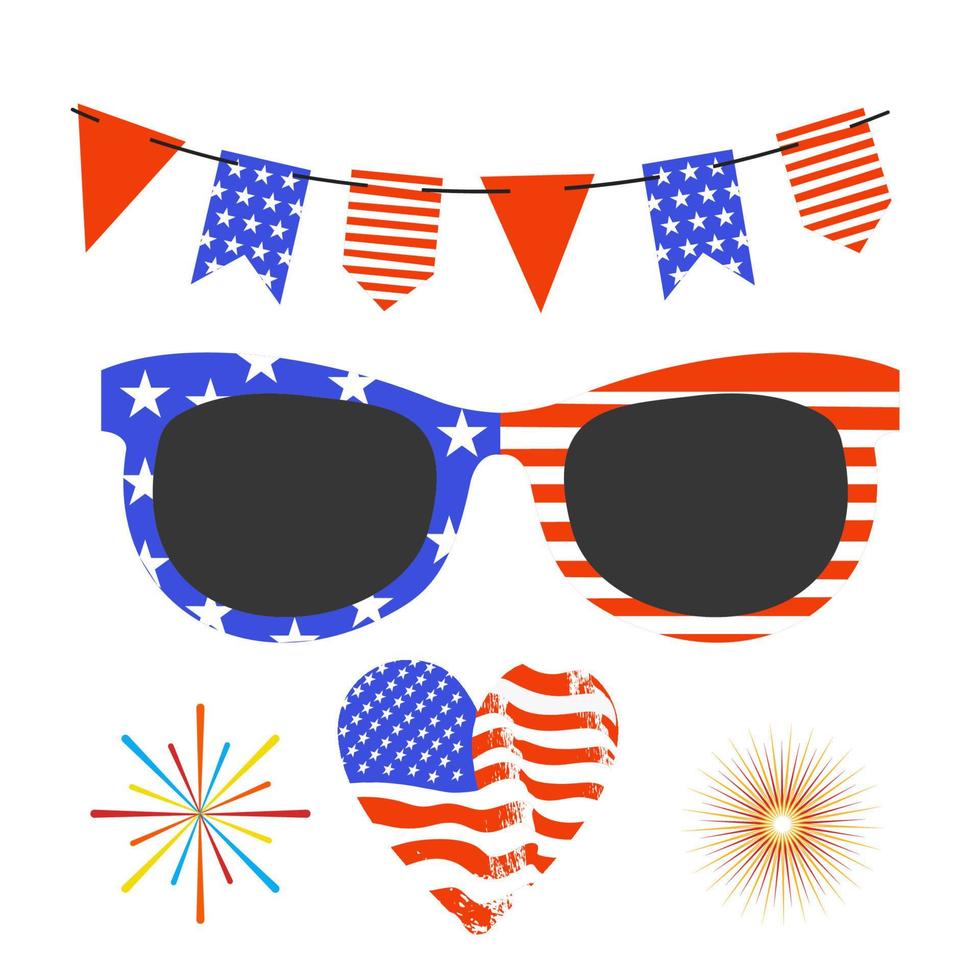 Happy Independence Day. A set of vector cliparts for creating your own festive design.