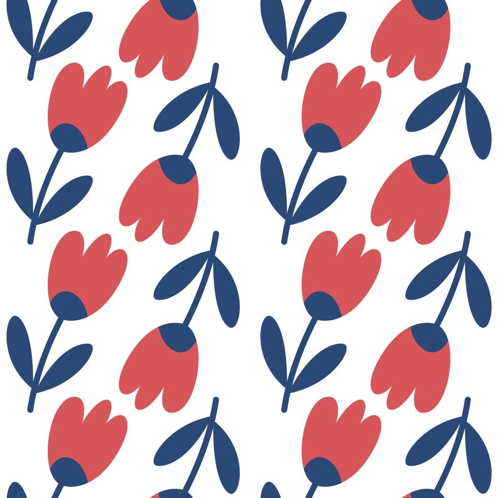 Seamless pattern with simple flowers. Vector illustration.