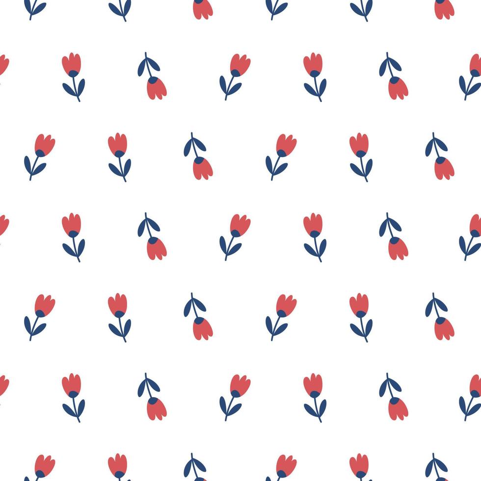 Seamless pattern with simple flowers. Vector illustration.