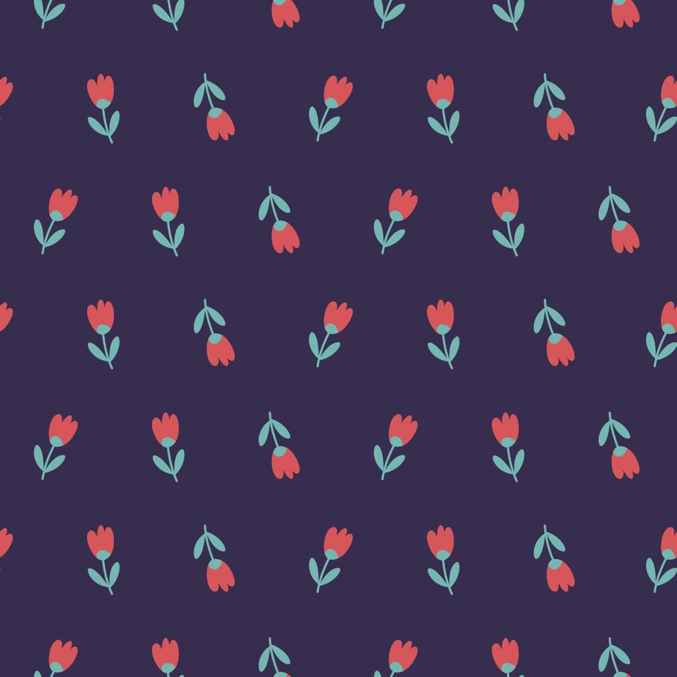 Seamless pattern with simple flowers. Vector illustration.