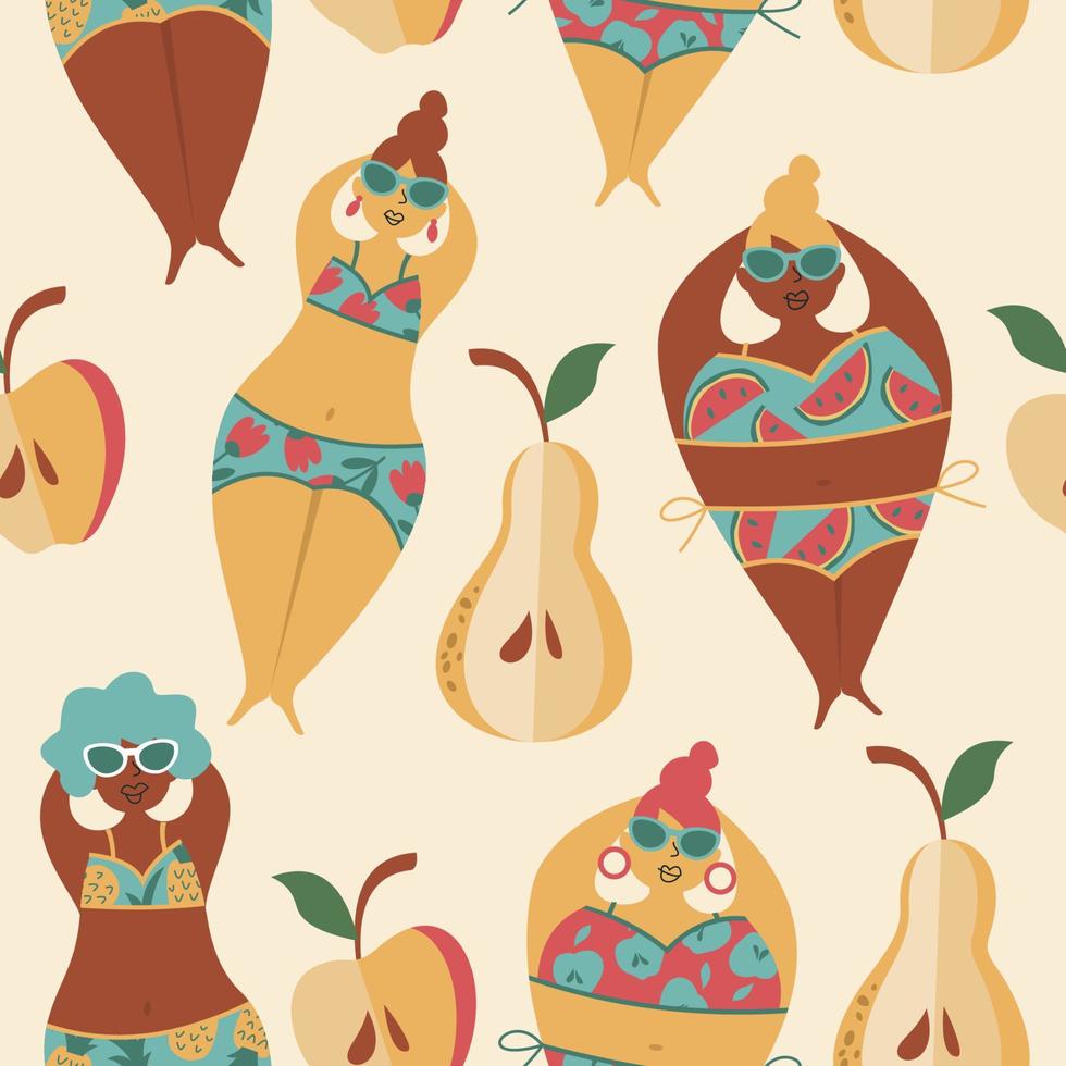 patrón de verano sin costuras con mujeres relajándose en la playa. ilustración vectorial vector