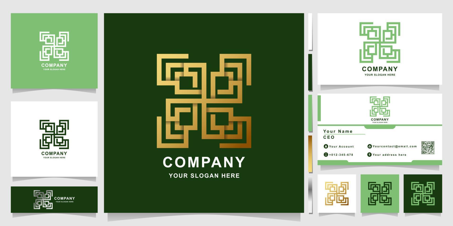 Ornament logo template with business card design. vector