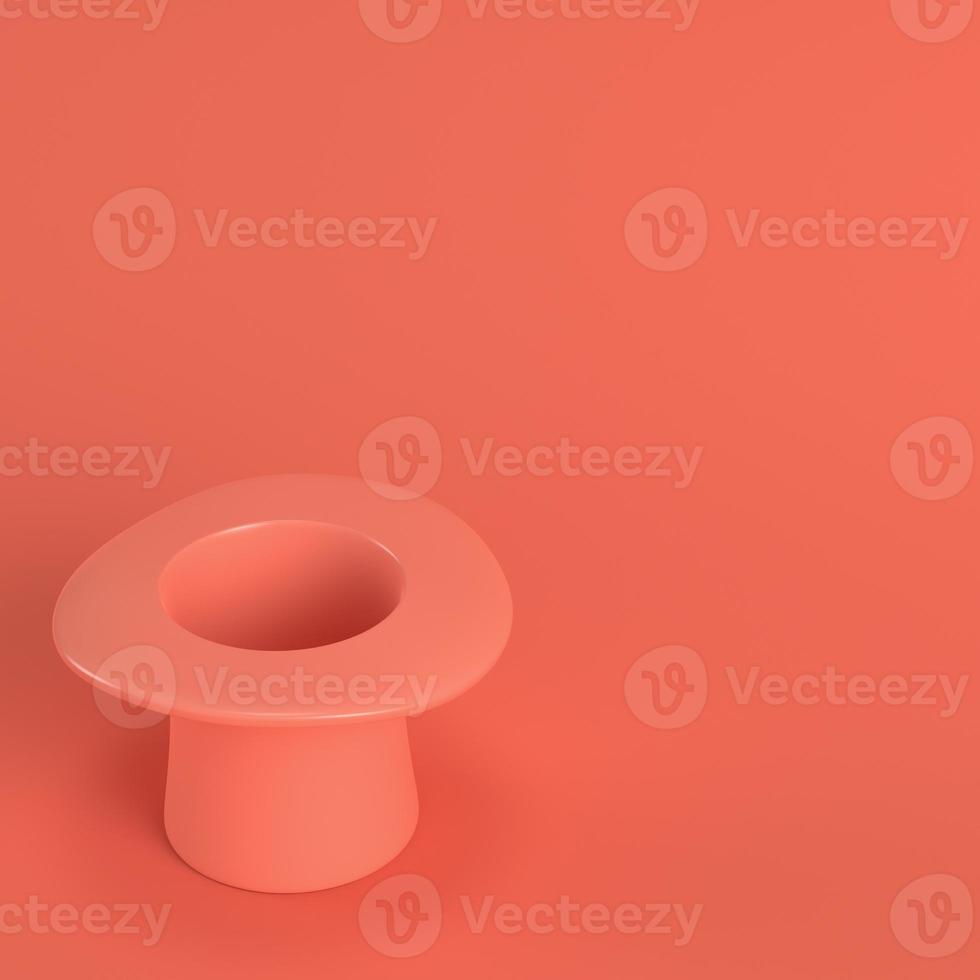 Top hat in living coral color. Minimalism concept photo