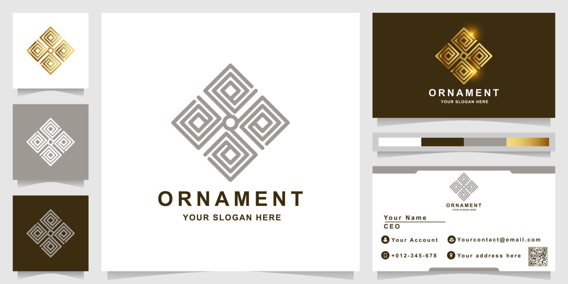 Ornament logo template with business card design. vector