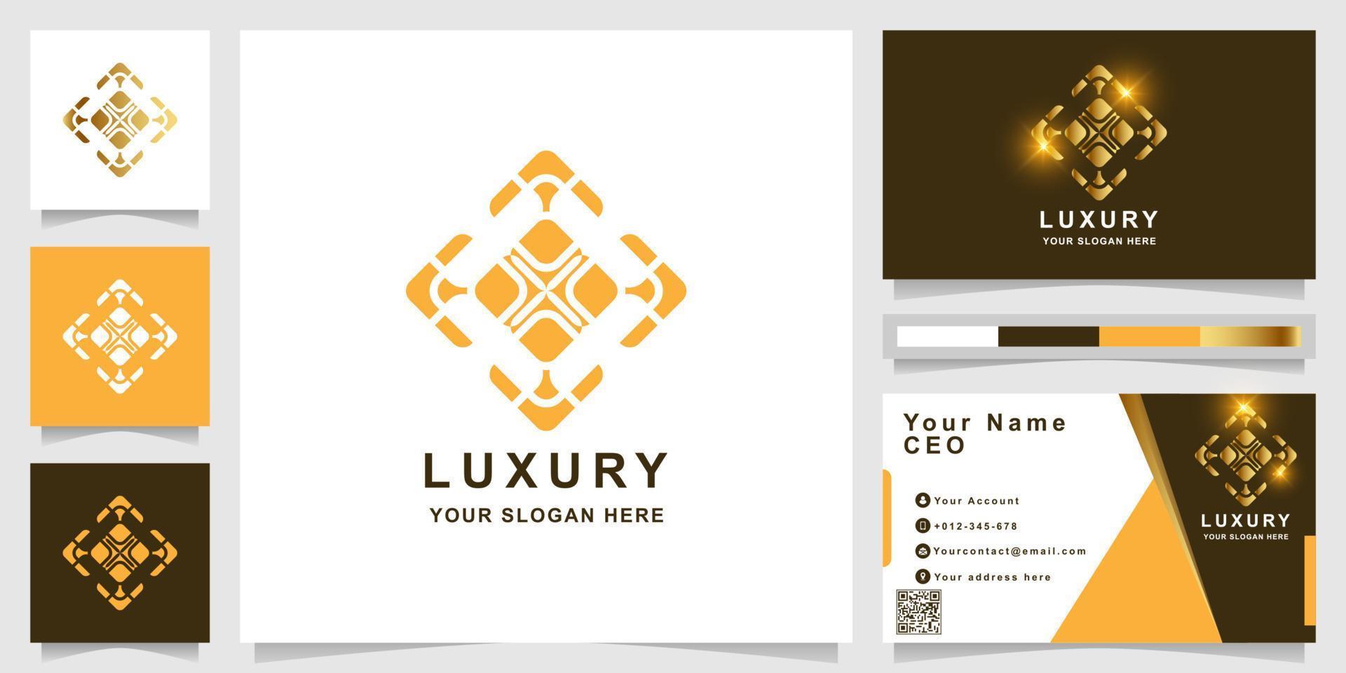 Luxury ornament logo template with business card design. vector