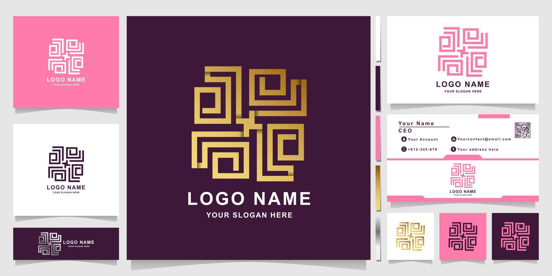 Ornament logo template with business card design. vector