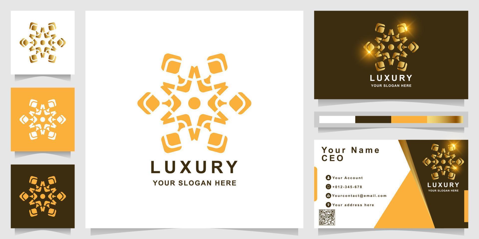 Luxury ornament logo template with business card design. vector