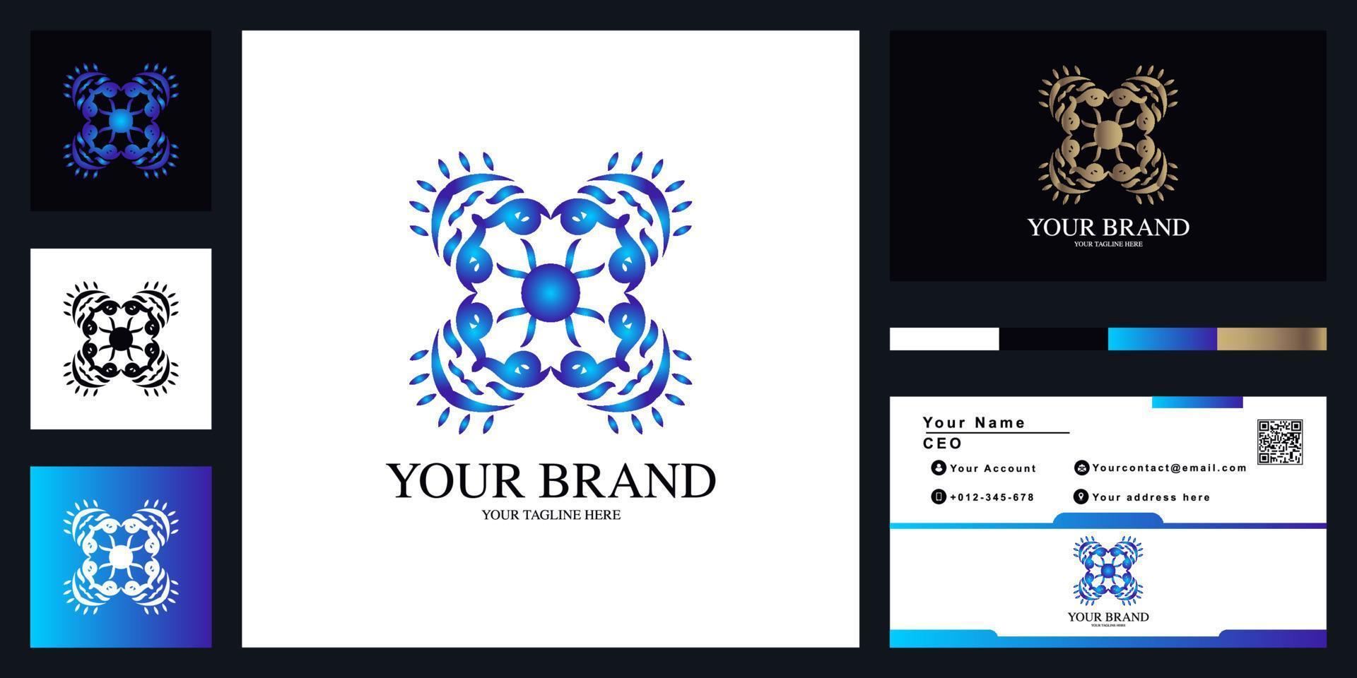 Flower or ornament luxury logo template design with business card. vector