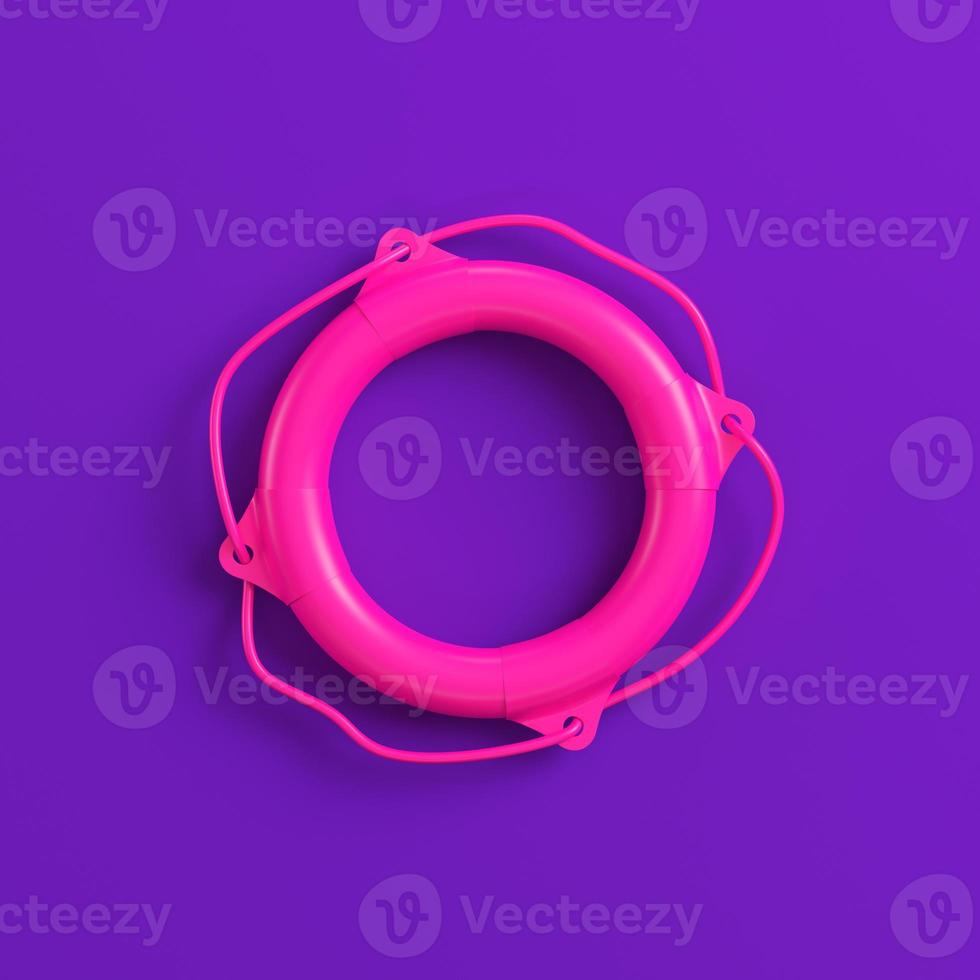 Pink lifebuoy on purple background. Minimalism concept photo