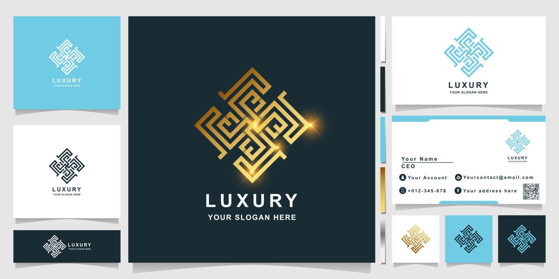 Luxury ornament logo template with business card design. vector