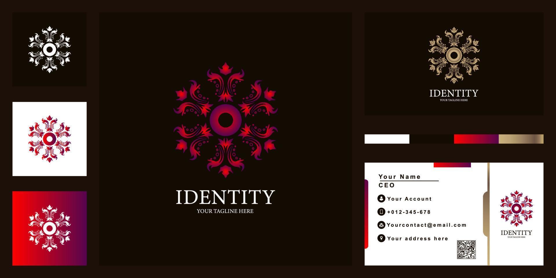 Flower or ornament luxury logo template design with business card. vector